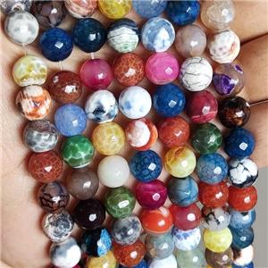 Mix Agate Beads Dye Faceted Round, approx 12mm dia [GA2735-12MM]