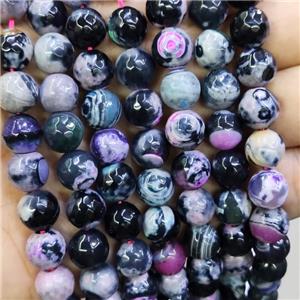 Purple Black Fire Agate Beads Faceted Round Dye, approx 10mm dia [GA2736]