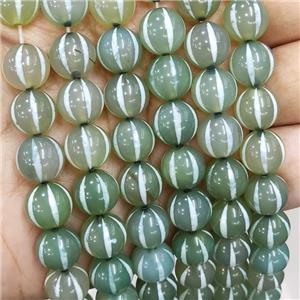 Tibetan Agate Round Beads Green Watermelon Smooth, approx 10mm dia [GA2740]
