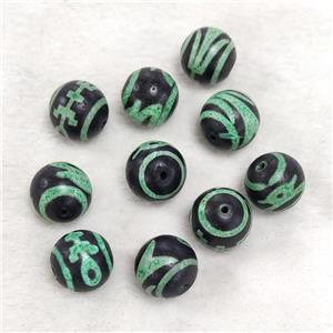 Tibetan DZi Agate Beads Green Dye Round, approx 14mm dia [GA2744]