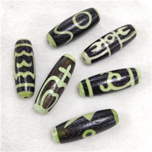Tibetan DZi Agate Rice Beads Green Dye Mixed, approx 13-38mm [GA2746]