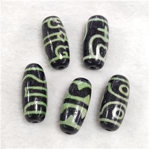 Tibetan DZi Agate Rice Beads Green Dye Mixed, approx 13-30mm [GA2750]