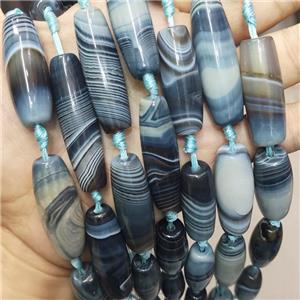 Natural Stripe Agate Beads Rice Black, approx 12-40mm, 7pcs per st [GA2752]