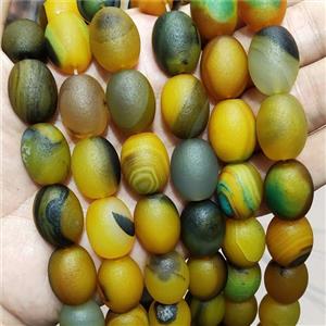Natural Agate Barrel Beads Olive Dye Matte, approx 15-20mm, 18pcs per st [GA2757]
