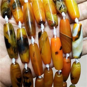 Natural Agate Rice Beads Orange Amber Dye, approx 13-40mm, 8pcs per st [GA2761]
