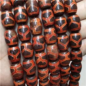 Tibetan Agate Barrel Beads Red Tortoise, approx 13-18mm, 19pcs per st [GA2766]