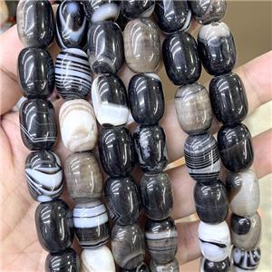 Natural Stripe Agate Barrel Beads Black, approx 13-18mm [GA2776]