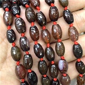 Natural Agate Rice Beads Faceted Deep Coffee Dye, approx 8-12mm [GA2779]