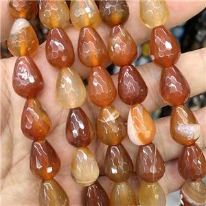 Natural Agate Beads Faceted Teardrop Red Dye, approx 12-16mm [GA2782]