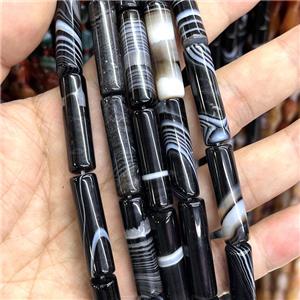 Natural Black Stripe Agate Column Beads, approx 8-30mm [GA2786]