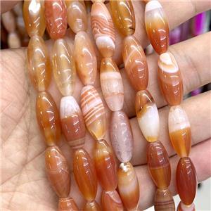 Red Stripe Agate Rice Beads Dye, approx 8-20mm [GA2790]
