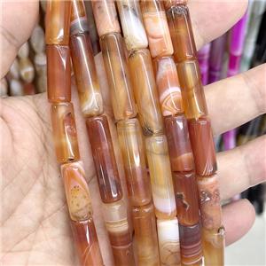 Red Stripe Agate Column Beads Dye, approx 10x14mm [GA2791-10X14MM]