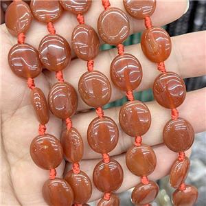 Natural Agate Oval Beads Red Dye, approx 12-14mm [GA2799]