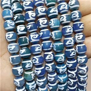 Tibetan Agate Beads Blue Smooth Round, approx 10mm dia [GA2804]