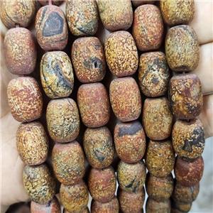 Natural Agate Beads Barrel Brown Dye, approx 13-18mm, 22pcs per st [GA2814]