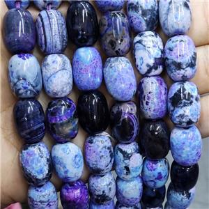 Natural Agate Beads Barrel Fired Purple Dye, approx 13-17mm, 22pcs per st [GA2816]