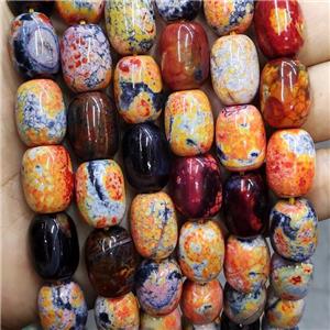 Natural Agate Beads Barrel Fired Orange Dye, approx 13-17mm, 22pcs per st [GA2818]