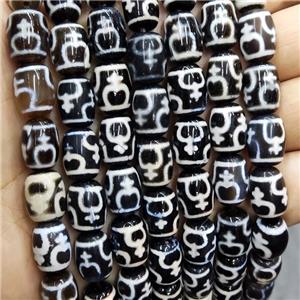 Tibetan Dzi Agate Beads Barrel, approx 10-14mm, 28pcs per st [GA2821]