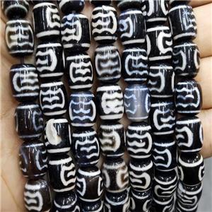 Tibetan Dzi Agate Beads Barrel, approx 10-14mm, 28pcs per st [GA2822]