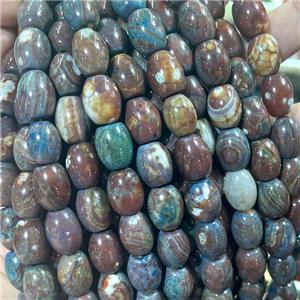 Natural Agate Barrel Beads Blue Dye, approx 12-16mm [GA2823]