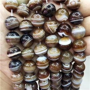 Natural Coffee Stripe Agate Beads Smooth Round, approx 10mm dia [GA2831-10MM]