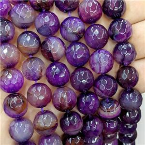 Natural Agate Beads Faceted Round Purple Dye, approx 14mm dia [GA2837]