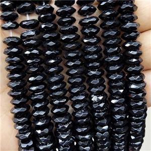 Natural Black Onyx Agate Beads Faceted Rondelle B-Grade, approx 4-10mm [GA2840]