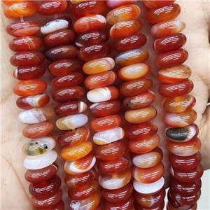 Natural Red Stripe Agate Rondelle Beads Smooth, approx 4-10mm [GA2843]