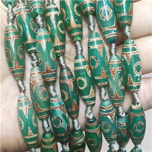 Green Tibetan Agate Rice Beads Evil Eye, approx 10-30mm [GA2848]