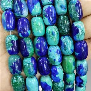 Natural Agate Barrel Beads Green Blue Dye, approx 12-18mm [GA2849]