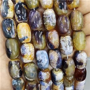 Natural Agate Barrel Beads Yellow Dye, approx 12-18mm [GA2850]