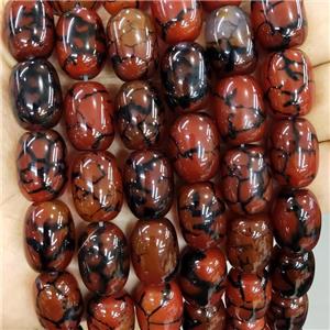 Natural Dragon Veins Agate Barrel Beads Red, approx 13-18mm [GA2851]
