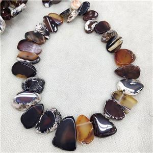Natural Agate Slice Beads Graduated Topdrilled, approx 15-32mm [GA2858]