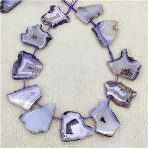 Natural Blue Lace Agate Slice Beads Dye Freeform Top Drilled, approx 25-45mm [GA2861]