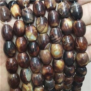 Natural Agate Barrel Beads Brown Dye, approx 12-16mm [GA2874]