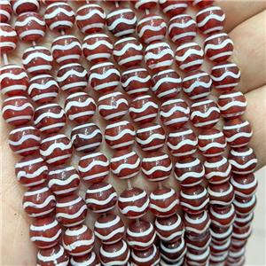 Tibetan Agate Beads Smooth Round Red, approx 8mm dia [GA2881]