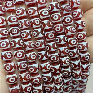 Tibetan Agate Beads Smooth Round Red Evil Eye, approx 8mm dia [GA2883]