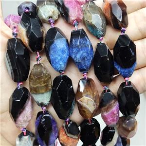 Druzy Agate Beads Faceted Rice Dye Mix Color, approx 15-30mm, 12pcs per st [GA2891]