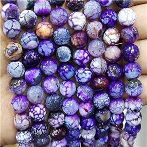 Purple Veins Agate Beads Faceted Round Dye, approx 10mm dia [GA2894]