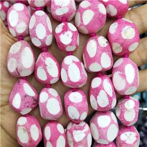Agate Beads Freeform Pink Dye Dalmatian, approx 15-25mm, 13-14pcs per st [GA2899]
