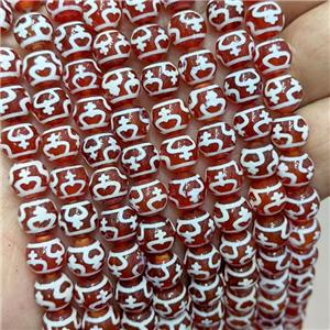 Tibetan Agate Beads Smooth Round Red, approx 8mm dia [GA2902]