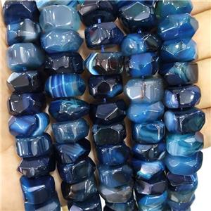 Natural Agate Beads Faceted Rondelle Blue Dye, approx 8-15mm [GA2905]