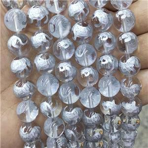 Natural Clear Quartz Beads Round Carved, approx 12mm dia [GA2916-12MM]