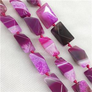 Natural Agate Druzy Rectangle Beads Hotpink Dye Point, approx 20-30mm [GA2936]
