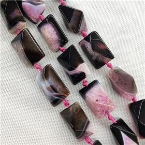 Natural Agate Druzy Rectangle Beads Pink Dye Point, approx 20-30mm [GA2938]