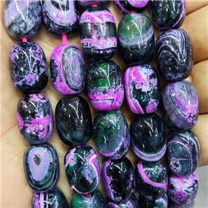 Natural Agate Barrel Beads Green Hotpink Fire Dye, approx 13-17mm [GA2946]