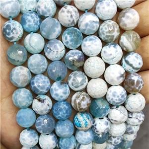 Blue Fire Agate Beads Dye Faceted Round, approx 12mm dia [GA2951]