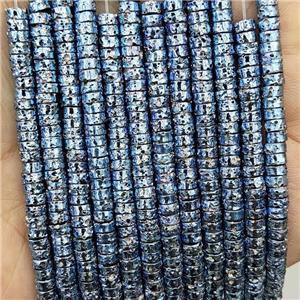 Assembled Lava Heishi Beads Silver Blue Electroplated, approx 4mm [GA2958]