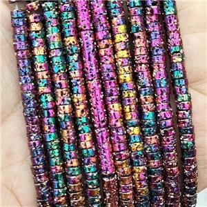 Assembled Lava Heishi Beads Rainbow Electroplated, approx 4mm [GA2960]