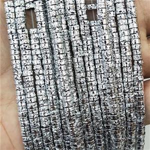 Assembled Lava Heishi Beads Shiny Silver, approx 4mm [GA2961]